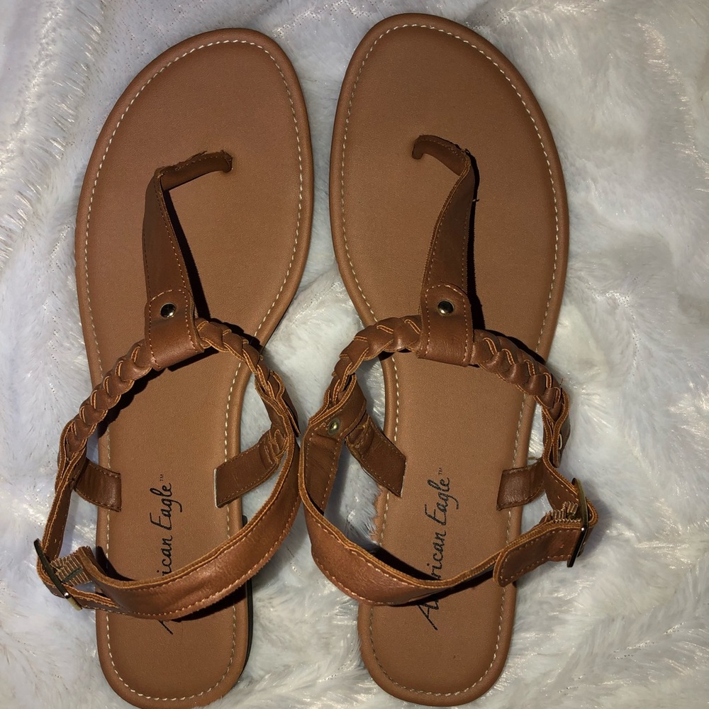 Tan sandals, Worn once, Braided detailing, Comfort